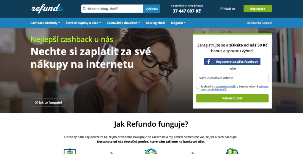 Cashback portál Refundo.cz