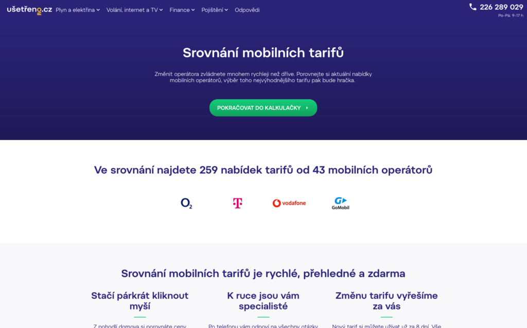 Srovnání mobilních tarifů na Ušetřeno.cz